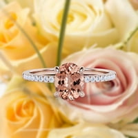 Sirprizirano poklon minimalistički 1. karat ovalni morgatitni i dijamantski movali zaručnički prsten, klasični vjenčani prsten u 10K čvrstog ruža zlata, povremeno poklon za nju, obećavaju prsten