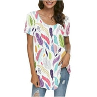 Ženske pruge na vrhu Crewneck Majica kratkih rukava Geometrijska grafička bluza za prodaju popust Flowy