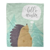 Baci pokrivač Zdravo zimski crtani jež i božićna stabla karakter u šumskoj toplom flanelu mekani pokrivač