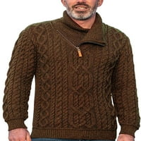 Groanlook Muškarci Slim Fit Solid Color Duater Zimska topla poluvrijeme Turtleneck pleteni džemperi