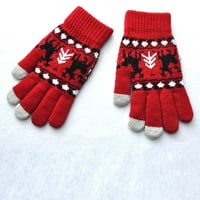 Cuoff Winter Muške žene Božićno toplo pleteno Wapiti Pint Screen Slatke rukavice crvene boje