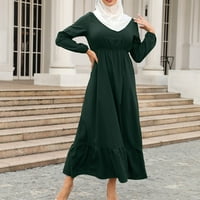 Ženska plus veličina haljina ljetni muslimanske patentne patentne patentne patentne boje dugih rukava