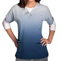 Ženska majica Clearence kratki rukav V-izrez Na vrhu Uniform tiskanih džepova Bluza