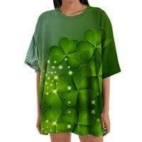 Mikilon Women Majica St.Patricks Dan majica O-izrez kratkih rukava Klovijeri Grafički teški bluza Ženske