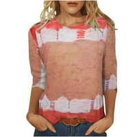 Ženska bluza u boji Blok proljeće Ljetni vrhovi udobne majice rukave s rukavima Crewneck tees casual