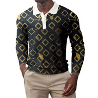 Tosmy MAN Polo majica Muška u Casualse Jesen Geometrijska košulja za tiskane košulje Okrenite košulju