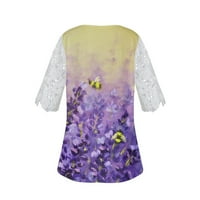 Ljetne žene čipke rufffle majica kratkih rukava Top Ležerne prilike modne cvjetne tunike Tunika V V