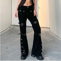Baycosin ženska modna moda široka ravna noga punk teretna jean baggy hlače Goth pantalone ulična odjeća