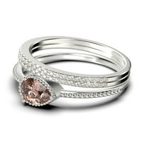2. Karatni kruški rezani morgatit i dijamantski moissan klasični zaručni prsten, moderni vjenčani prsten u srebru s 18k bijelom zlatom, obvezom, prstenom, dainty prstenom, trio set