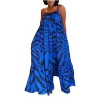 Ženska casual moda O-izrez za reznice Summer Stripe Ispis Ruffle haljina Ljetna modna kacsual plus veličine