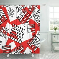 Šareni sažetak s kvadratima crvena crna boja izvučena geometrijska geometrija grafička mreža vodootporna kupaonica za zavjese za tuširanje