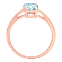 1.0ct ovalni rez plavi simulirani dijamant 14k 14k ruža Gold Gold Angažman prsten veličine 8.5