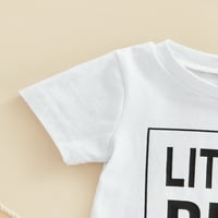 Listenwind Toddler novorođenčad dječake odjeće, pistov za ispis okruglog vrata kratki rukav majica + pune boje duge hlače Brat podudaranje set