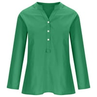 HVYesh posteljina dugih rukava za žene Elegantna gumba V izrez Solid Henley T-majice Loše FIT Spring Break Bluze