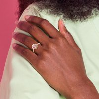 Sterling srebrna ruža tona ružičaste i bijele kristalne veličine prstena mjeri širok poklopce nakita