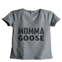 Momma guska ženska moda opuštena majica V-izrez Tee Heather Siva mala