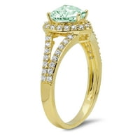 1.49ct srce zeleni simulirani dijamant 14K žuti zlatni godišnjica Angažovanje halo prstena veličine