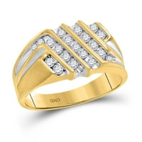 10k žuto zlato okruglo Diamond Stripe klaster BAND prsten CTTW