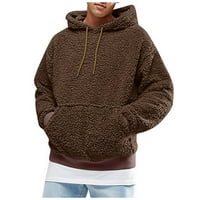 Muška kafe casud dukserica dugih rukava sa dugim jaknom plišana jakna džemper tip, kafa, xxl