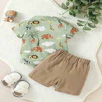 Ljetne odjeće 3Y Toddler Baby Boy Shorts Postavite dugme za kratki rukav niz haljina za životinje Ležerne