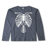 Ma croi muška odjeća obojena kosturna tijela za kostur Halloween grafički majica s dugim rukavima