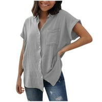 Mrat Ženske košulje kratkih rukava Okrugli bluze i majice Dame vrhovi modne majice na čvrstom gumbu