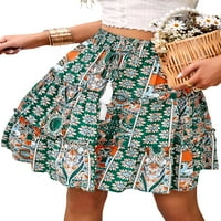 Rejlun ženske suknje ruffle mini suknja visoki struk boemijski labav tarvel marelica l