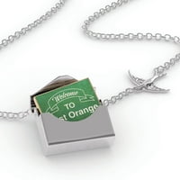 Ogrlica s bloketom Zeleni znak Dobrodošli u Istočnu naranču u srebrnom kovertu Neonblond