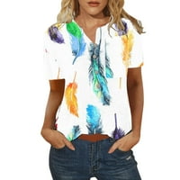 Košulje za žene Trendy Ležerne prilične ležerne ploče za perje Tiskanje za perje Oglupne bluze Ležerne