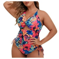 HHEI_K Bikini Tip-Dye Ispis Konzervativni trbušni pokrov plus plus veličine Jednodijelni kupaći kostimi