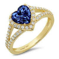 1. CT Sjajno srce Clear Simulirani dijamant 18k žuti zlatni halo pasijans sa accentima prsten sz 9.25