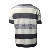 XYSAQA Zip up dizajn kratkih rukava V-izrez T majica Blok boja Leopard Ispiši Ležerne prilike labavih