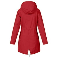 Woemn's pune kišne jakne na otvorenom jakne s kapuljačom, crvena, l