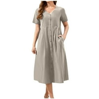FINELYLOVE LJETNI MIDI haljine za ženu Maxi haljina za žene ljetne košulje haljine kratki kratki rukav