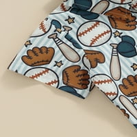 Thaisu Toddler Kids Boys košulje Baseball Print Ovratnik za zatvaranje kratkih rukava s kratkim rukavima dolje Ljetne majice