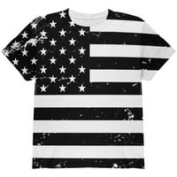 Crno-bijela Američka zastava u skrsnutu s cijelom omladinskom majicom Multi YXL