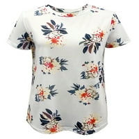 Voguele Dame Tee cvjetni print majica Crew Crt majica Dnevježjak Pulover boemski ljetni vrhovi bijeli