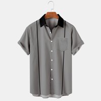 Modne ljetne muške majice plus veličine odjeću retro kuglane košulje sive l