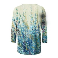 Ljetni rukav za labav okrugli vrat cvjetni print Dressy bluza Vintage Lagane tuničke majice