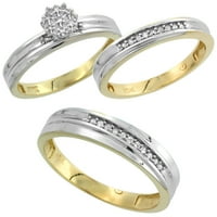 10k žuto zlato muški dijamantni vjenčani prsten širokog veličina 10,5
