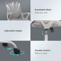 Desk ergonomski srednji stražnji stražnji dishički stolica za disanje sa podesivom visinom i lumbalnom podrškom za ruku za dom ili ured, siva