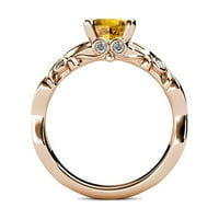 Citrinski i dijamantski prsten za butterfly 1. CT TW u 14K ružičastog zlata