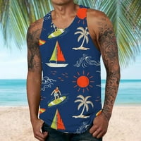 Hanas Muška odjeća Muška ležerna modna ljetna plaža od tiskanog okruglog vrata Tank Termp Mopty XL