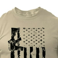 IOPQO muške košulje muške proljeće i ljeto Vintage Print Majica Solid Color American Flag nevolje O-izrez