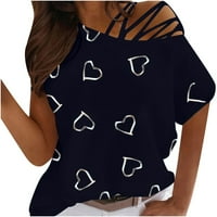 Ženske ljetne trendi t majice seksi s ramena vrhovi srca casual labava majica bluza s kratkim rukavima