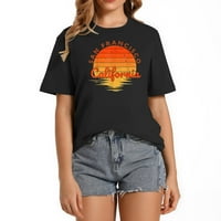 San Francisco California Retro Vintage Sunset Casual Womenska majica sa stilskim grafičkim printom -