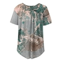 Ženski ljetni vrhovi bluza Grafički print kratkih rukava Ležerne prilike Henley majice Grey M