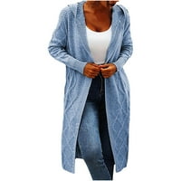 Ženski otvoreni prednji kardigan s dugim rukavima Cardigan ovratnik, puni džemper u boji Trendi modni pleteni kardigan Moderni kaput pada odjeća plava m