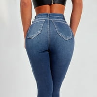 Hueook Jeans Flares za žene Jednobojne rupe velike hlače sa pokutima sa malim pojačanim modnim hlačama