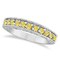 Fancy Yellow Canary Diamond Ring Band 14k bijelo zlato